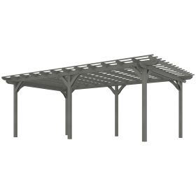 Outsunny 12' x 20' Outdoor Pergola, Wood Gazebo Grape Trellis with Stable Structure for Climbing Plant Support, Gray