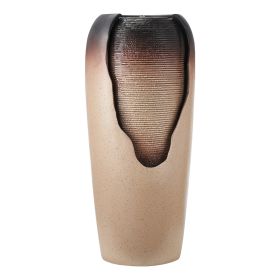 Outdoor Water Fountain 1-Tier Glazed Jar Style 30.71 in Fountains Coffee