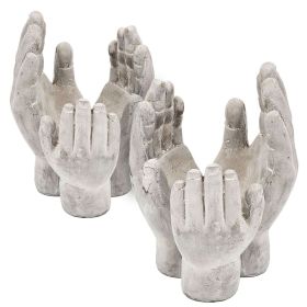 Set of 2 6x6x9" Accepting Hands Accent Cement Hand Decor