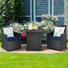 3-Piece Patio Furniture Outdoor Dining Set in Brown PE Rattan with Cushions