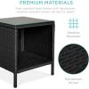 3-Piece Black PE Wicker Outdoor Dining Patio Furniture Set w/ Cushions