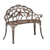 Outdoor Patio Garden Bench with Backrest in Metal Finish