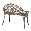 Outdoor Patio Garden Bench with Backrest in Metal Finish