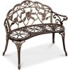 Outdoor Patio Garden Bench with Backrest in Metal Finish