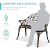 Outdoor Patio Garden Bench with Backrest in Metal Finish
