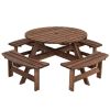 Wooden 8 Seater Picnic Table Umbrella Hole