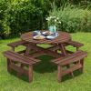 Wooden 8 Seater Picnic Table Umbrella Hole