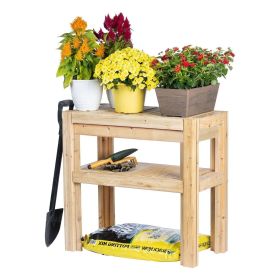 Adjustable Cedar Wood Garden Storage Shelves - Made In USA (size: 2Tier)
