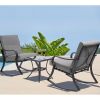Outdoor 3-Piece Patio Furniture Table Rocking Chairs Set with Cushions