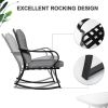Outdoor 3-Piece Patio Furniture Table Rocking Chairs Set with Cushions