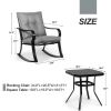 Outdoor 3-Piece Patio Furniture Table Rocking Chairs Set with Cushions