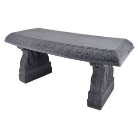 Outdoor Fiber-Clay Garden Bench in Stone Finish (Color: GREY)