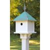 White PVCBird House with Verdigris Copper Roof - Made in USA
