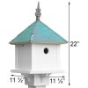 White PVCBird House with Verdigris Copper Roof - Made in USA