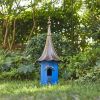 Outdoor Metal Birdhouse with Vintage Bronze Phonograph Style Roof