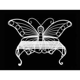 Modern Outdoor Butterfly Garden Bench Metal Finish (Color: White)