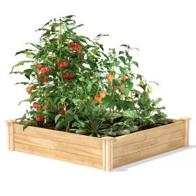 Outdoor Pine Wood Raised Garden Bed Planter Box - Made in USA (size: 4Ft X4Ft)