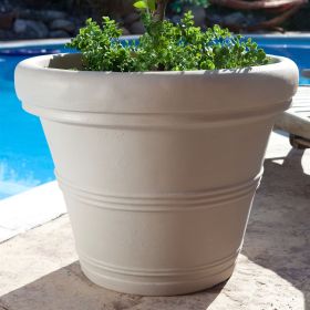 Round  Outdoor Patio Planter for Small Tree in Weathered Concrete Finish (size: 26-Inch)