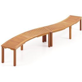 Outdoor Backless Wooden Garden Bench with Modern Arch Design (size: 2)