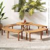 Outdoor Backless Wooden Garden Bench with Modern Arch Design