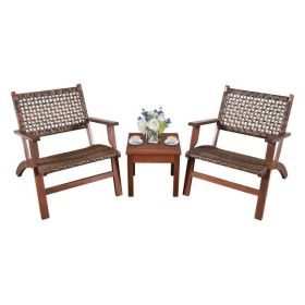 Outdoor Patio Furniture Chair Table Bistro Set (Option: Rattan (3 Piece))