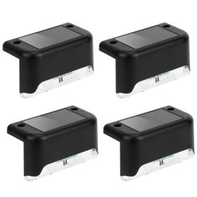 4Pcs Solar Powered LED Step Lights Outdoor Water-Resistant Dusk To Dawn Sensor Fence Lamps For Stairs Yard Railing (Option: 4Pcs)