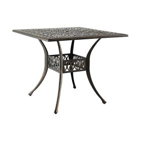 Cast Aluminum Outdoor Patio Dining Table (Color: bronze, size: 35.4" x 35.4" x 29.5")