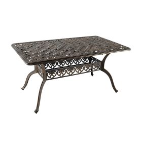 Cast Aluminum Outdoor Patio Dining Table (Color: bronze, size: 59" x 35.4" x 28.3")