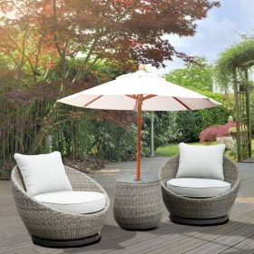 Cozy Outdoor Set - Swivel Woven Chairs, Side Table - All-Weather Resin Wicker, Powder-Coated Aluminum, Fully Assembled (Color: as Pic)