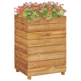 Raised Bed Solid Wood Teak and Steel (size: 19.7"X15.7"X28.3")