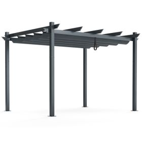 10 x 12 Feet Outdoor Aluminum Retractable Pergola Canopy Shelter Grape Trellis (Color: Gray, Select: 12 x 10 x 8 Feet)