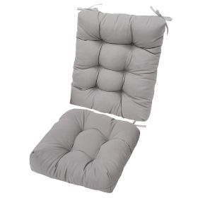 Multiple Color Options - Rocking Chair Cushion Set Upper And Lower Back And Seat Sets With Non-Slip Ties Polyester Fiber Filling Comfortable For (Color: GREY)