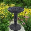Outdoor Garden Fiberglass Bird Bath in Stone Finish