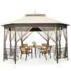 Outdoor 10 x 12 Ft Octagon Gazebo with Mosquito Net Sidewalls and Canopy