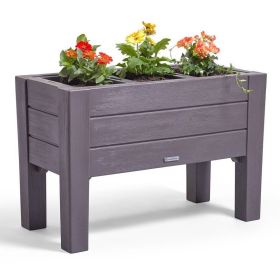 Rectangular Plastic Raised Garden Bed Planter Box (Color: Dark Grey)