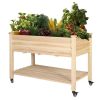 Outdoor Raised Garden Bed Planter Box Cart on Wheels