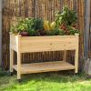 Outdoor Raised Garden Bed Planter Box Cart on Wheels