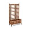 Outdoor Solid Wood Raised Garden Bed Mobile Planter Box with Trellis