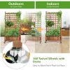 Outdoor Solid Wood Raised Garden Bed Mobile Planter Box with Trellis