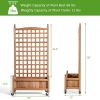 Outdoor Solid Wood Raised Garden Bed Mobile Planter Box with Trellis