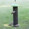 Outdoor Metal Mesh Tube Hanging Bird Feeder with Top and Perch