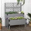Self Draining Wood Raised Garden Bed Planter Box with Trellis