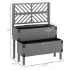 Self Draining Wood Raised Garden Bed Planter Box with Trellis