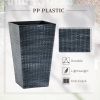 Set of 3 - Faux Rattan Plastic Tall Large Flower Pots