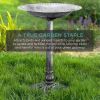 Outdoor Weather Resistant Polyresin Bird Bath in Rustic Aged Finish