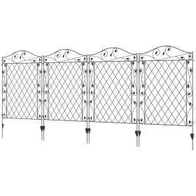 Steel Foldable Fence Trellis Panel Animal Barrier (Option: Floral (4Pk))