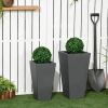 Set of 2 Modern Lightweight Outdoor Patio Flower Pot Planter Box