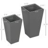 Set of 2 Modern Lightweight Outdoor Patio Flower Pot Planter Box